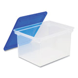 Storex Tote with Comfort Edges, Letter/Legal Files, 13.9" x 18.3" x 10.6", Blue/Clear, 4/Carton (STX61508U04C) Case of 4
