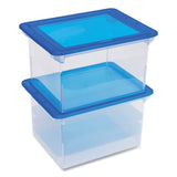 Storex Tote with Comfort Edges, Letter/Legal Files, 13.9" x 18.3" x 10.6", Blue/Clear, 4/Carton (STX61508U04C) Case of 4