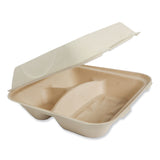 World Centric® Fiber Hinged Containers, 3-Compartment, 9.3 x 9 x 3.3, Natural, Paper, 300/Carton (WORTOSCU9TLFP) Case of 300