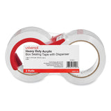 Universal® Heavy-Duty Acrylic Box Sealing Tape with Dispenser, 3" Core, 1.88" x 54.6 yds, Clear, 2/Pack (UNV31102) Pack of 2