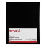 Universal® Laminated Two-Pocket Folder, Cardboard Paper, 100-Sheet Capacity, 11 x 8.5, Black, 25/Box (UNV56416) Box of 25