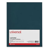 Universal® Laminated Two-Pocket Folder, Cardboard Paper, 100-Sheet Capacity, 11 x 8.5, Navy, 25/Box (UNV56418) Box of 25