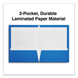 Universal® Laminated Two-Pocket Folder, Cardboard Paper, 100-Sheet Capacity, 11 x 8.5, Blue, 25/Box (UNV56419) Box of 25