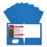 Universal® Laminated Two-Pocket Folder, Cardboard Paper, 100-Sheet Capacity, 11 x 8.5, Blue, 25/Box (UNV56419) Box of 25