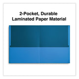Universal® Two-Pocket Portfolio, Embossed Leather Grain Paper, 11 x 8.5, Light Blue, 25/Box (UNV56601) 1 Pack of 25