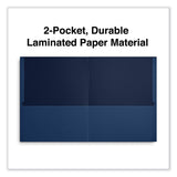 Universal® Two-Pocket Portfolio, Embossed Leather Grain Paper, 11 x 8.5, Dark Blue, 25/Box (UNV56638) 1 Pack of 25