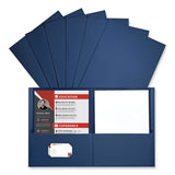 Universal® Two-Pocket Portfolio, Embossed Leather Grain Paper, 11 x 8.5, Dark Blue, 25/Box (UNV56638) 1 Pack of 25