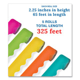 Carson-Dellosa Education Rolled Scalloped Border Set, Assorted, 2.25" x 65 ft, 5/Set (CDP145301) Set of 5
