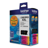 Brother LC20E3PKS Super High-Yield Ink, 1,200 Page-Yield, Cyan/Magenta/Yellow, 3/Pack (BRTLC20E3PKS) Pack of 3