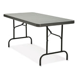 Iceberg IndestrucTable Commercial Folding Table, Rectangular, 60" x 30" x 29", Charcoal Top, Charcoal Base/Legs (ICE65517) Each