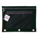 Charles Leonard® Two-Pocket Binder Pouch with Mesh Front, 11 x 9, Black, 6/Pack (LEO76356) Pack of 6