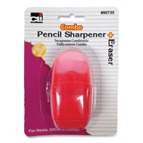 Charles Leonard® One-Hole Pencil Sharpener/Eraser Combo, 1" x 0.75", Randomly Assorted Colors (LEO80735) Each