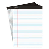 Universal® Premium Ruled Writing Pads with Heavy-Duty Back, Wide/Legal Rule, Black Headband, 50 White 8.5 x 11 Sheets, 6/Pack (UNV30630) Pack of 6