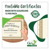 Geographics® Tree Free Award Certificates, 8.5 x 11, Natural with Gold Braided Border, 15/Pack (GEO49008) Each