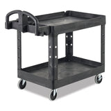 Rubbermaid® Commercial Heavy-Duty Utility Cart with Lipped Shelves, Plastic, 2 Shelves, 500 lb Capacity, 17.13" x 38.5" x 38.88", Black (RCP450088BK) Each