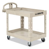 Rubbermaid® Commercial Heavy-Duty Utility Cart with Lipped Shelves, Plastic, 2 Shelves, 500 lb Capacity, 25.9" x 45.2" x 32.2", Beige (RCP452088BG) Each