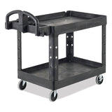 Rubbermaid® Commercial Heavy-Duty Utility Cart with Lipped Shelves, Plastic, 2 Shelves, 500 lb Capacity, 25.9" x 45.2" x 32.2", Black (RCP452088BK) Each