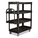 Rubbermaid® Commercial Heavy-Duty Ergo Utility Cart, Plastic, 4 Shelves, 700 lb Capacity, 24.35" x 54.1" x 62.4", Black (RCP2128657) Each