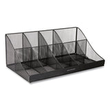 Mind Reader Network Collection 11-Compartment Coffee Cup and Condiment Countertop Organizer, 9.5 x 17.88 x 6.63, Black (EMSCOMORGMESHBL) Each