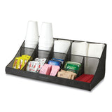 Mind Reader Network Collection 11-Compartment Coffee Cup and Condiment Countertop Organizer, 9.5 x 17.88 x 6.63, Black (EMSCOMORGMESHBL) Each