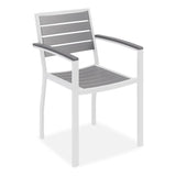 KFI Studios Eveleen Outdoor Dining Table Set, 55" x 35" x 29" Rectangular Table, 2 Benches, 2 Armchairs, Gray/White (KFI840031918437) Each