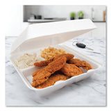 Dart® Foam Hinged Lid Containers, 3-Compartment, 9.25 x 9.5 x 3, White, 200/Carton (DCC95HT3R) Case of 200