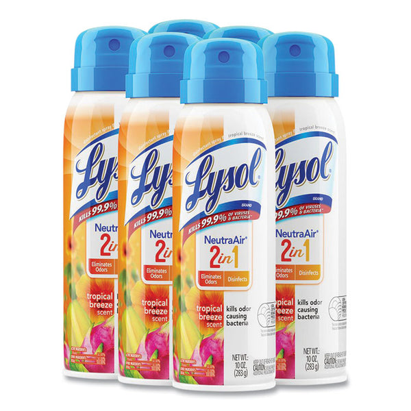 LYSOL® Neutra Air® 2 in 1 Disinfectant Spray III, Tropical Breeze, 10 oz Aerosol Spray, 6/Carton (RAC98289CT)