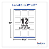 Avery® Laser/Inkjet Media Labels, Inkjet/Laser Printers, 2 x 2, White, 12 Labels/Sheet, 10 Sheets/Pack (AVE22565) Pack of 120