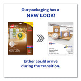 Avery® Print-to-the Edge Labels w/Scalloped Edge, 2 1/2" dia, Pearl Ivory, 72/PK (AVE22836) Pack of 72