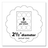 Avery® Print-to-the Edge Labels w/Scalloped Edge, 2 1/2" dia, Pearl Ivory, 72/PK (AVE22836) Pack of 72
