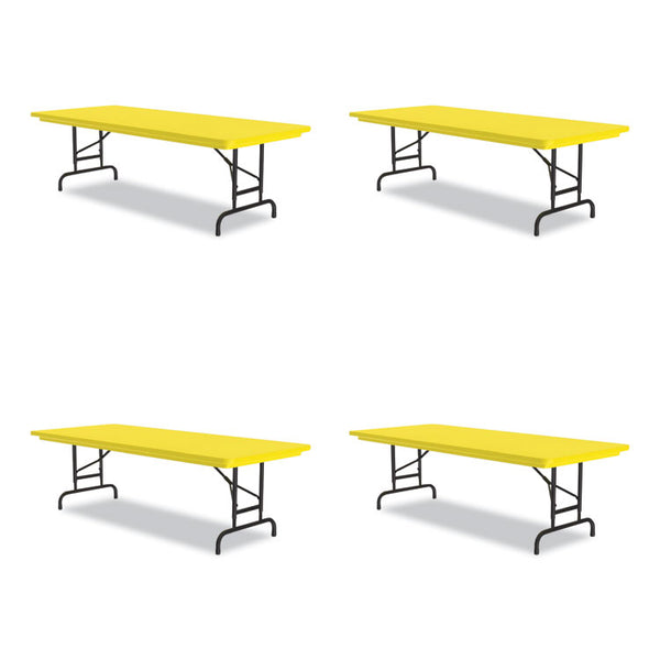 Correll® Adjustable Folding Tables, Rectangular, 72" x 30" x 22" to 32", Yellow Top, Black Legs, 4/Pallet, Ships in 4-6 Business Days (CRLRA3072284P)