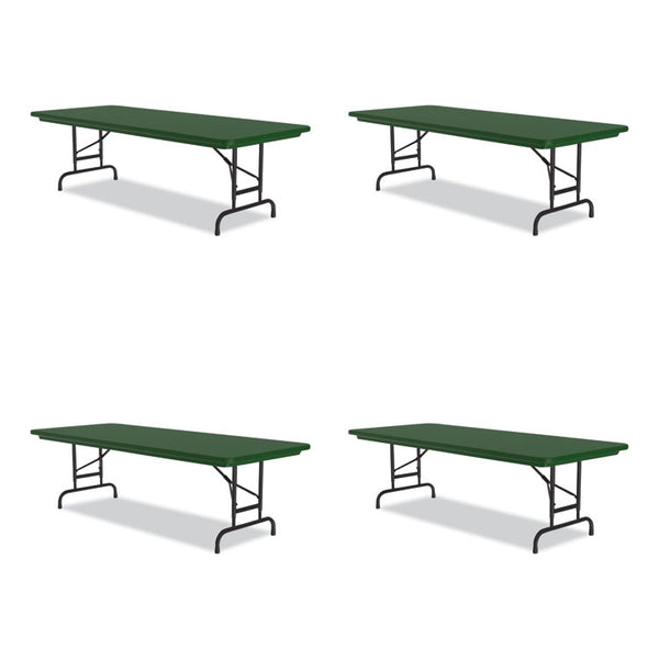 Correll® Adjustable Folding Tables, Rectangular, 72" x 30" x 22" to 32", Green Top, Black Base, 4/Pallet, Ships in 4-6 Business Days (CRLRA3072294P)