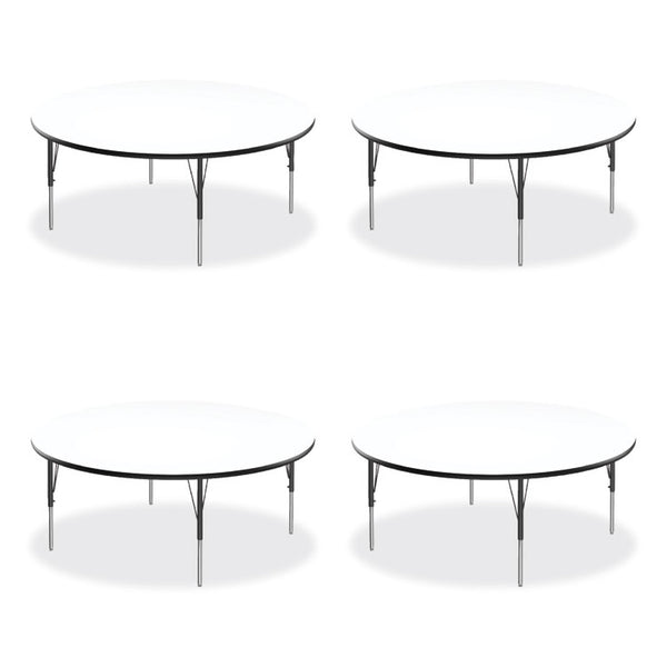 Correll® Markerboard Activity Tables, Round, 60" x 19" to 29", White Top, Black/Silver Legs, 4/Pallet, Ships in 4-6 Business Days (CRL60DERD80954P)