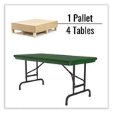 Correll® Adjustable Folding Table, Rectangular, 48" x 24" x 22" to 32", Green Top, Black Legs, 4/Pallet, Ships in 4-6 Business Days (CRLRA2448294P) Each