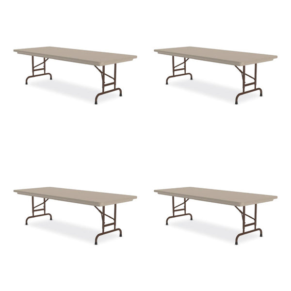 Correll® Adjustable Folding Tables, Rectangular, 96" x 30" x 22" to 32", Mocha Top, Brown Legs, 4/Pallet, Ships in 4-6 Business Days (CRLRA3096244P)