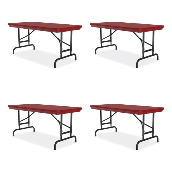 Correll® Adjustable Folding Table, Rectangular, 48" x 24" x 22" to 32", Red Top, Black Legs, 4/Pallet, Ships in 4-6 Business Days (CRLRA2448254P)