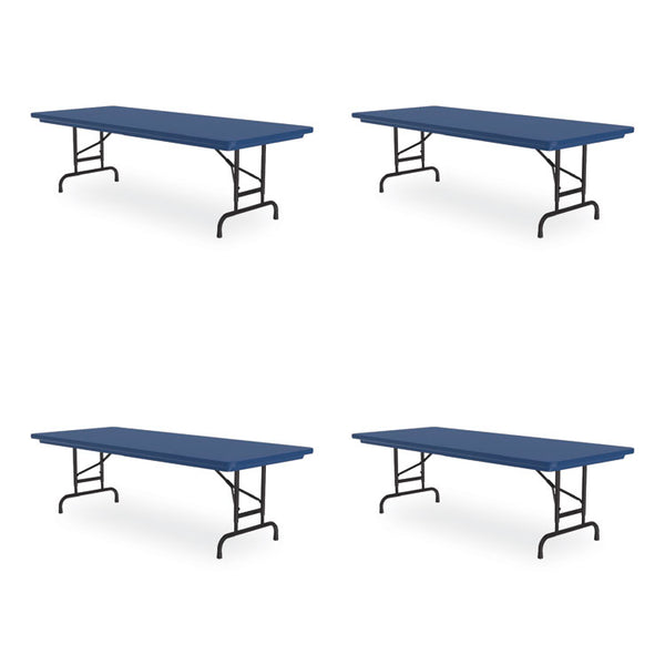 Correll® Adjustable Folding Tables, Rectangular, 60" x 30" x 22" to 32", Blue Top, Black Legs, 4/Pallet, Ships in 4-6 Business Days (CRLRA3060274P)