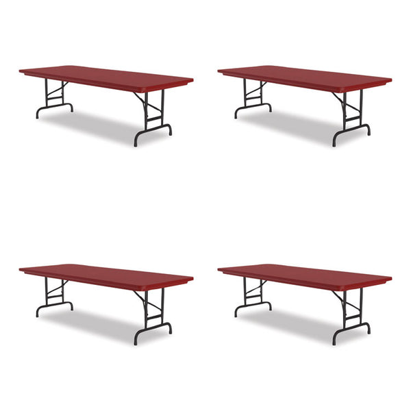 Correll® Adjustable Folding Tables, Rectangular, 60" x 30" x 22" to 32", Red Top, Black Legs, 4/Pallet, Ships in 4-6 Business Days (CRLRA3060254P)