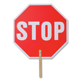 Tatco Handheld Stop Sign, 18" Red/White Face, White Graphics (TCO17520) Each