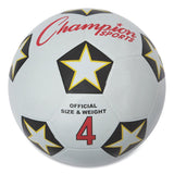Champion Sports Rubber Sports Ball, For Soccer, No. 4 Size, White/Black (CSISRB4) Each