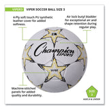 Champion Sports VIPER Soccer Ball, No. 3 Size, 7.25" to 7.5" Diameter, White (CSIVIPER3) Each