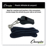 Champion Sports Sports Whistle with Black Nylon Lanyard, Plastic, Black, Dozen (CSIBP601) 1 Dozen