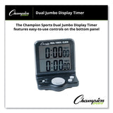 Champion Sports Dual Timer/Clock with Jumbo Display, LCD, 3.5 x 1 x 4.5, Black (CSIDC100) Each