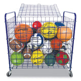 Champion Sports Lockable Ball Storage Cart, Fits Approximately 24 Balls, Metal, 37" x 22" x 20", Blue (CSILFX) Each
