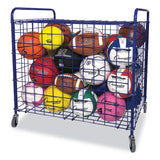 Champion Sports Lockable Ball Storage Cart, Fits Approximately 24 Balls, Metal, 37" x 22" x 20", Blue (CSILFX) Each