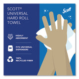 Scott® Essential 100% Recycled Fiber Hard Roll Towel, 1-Ply, 8" x 800 ft, 1.5" Core, White, 12 Rolls/Carton (KCC01052) Case of 12
