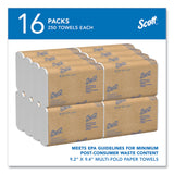 Scott® Essential Multi-Fold Towels, Absorbency Pockets, 1-Ply, 9.2 x 9.4, White, 250/Packs, 16 Packs/Carton (KCC01804) Case of 4000