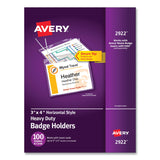 Avery® Secure Top Hanging-Style Badge Holders, Horizontal, 4w x 3h, Clear, 100/Box (AVE2922) Box of 100 Badge Holders