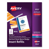 Avery® Name Badge Insert Refills, Vertical, 4 1/4 x 6, White, 100/Pack (AVE8522) Pack of 100