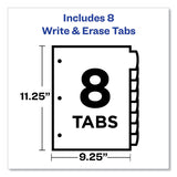 Avery® Write and Erase Durable Plastic Dividers with Straight Pocket, 8-Tab, 11.13 x 9.25, White, 1 Set (AVE16826) 1 Set